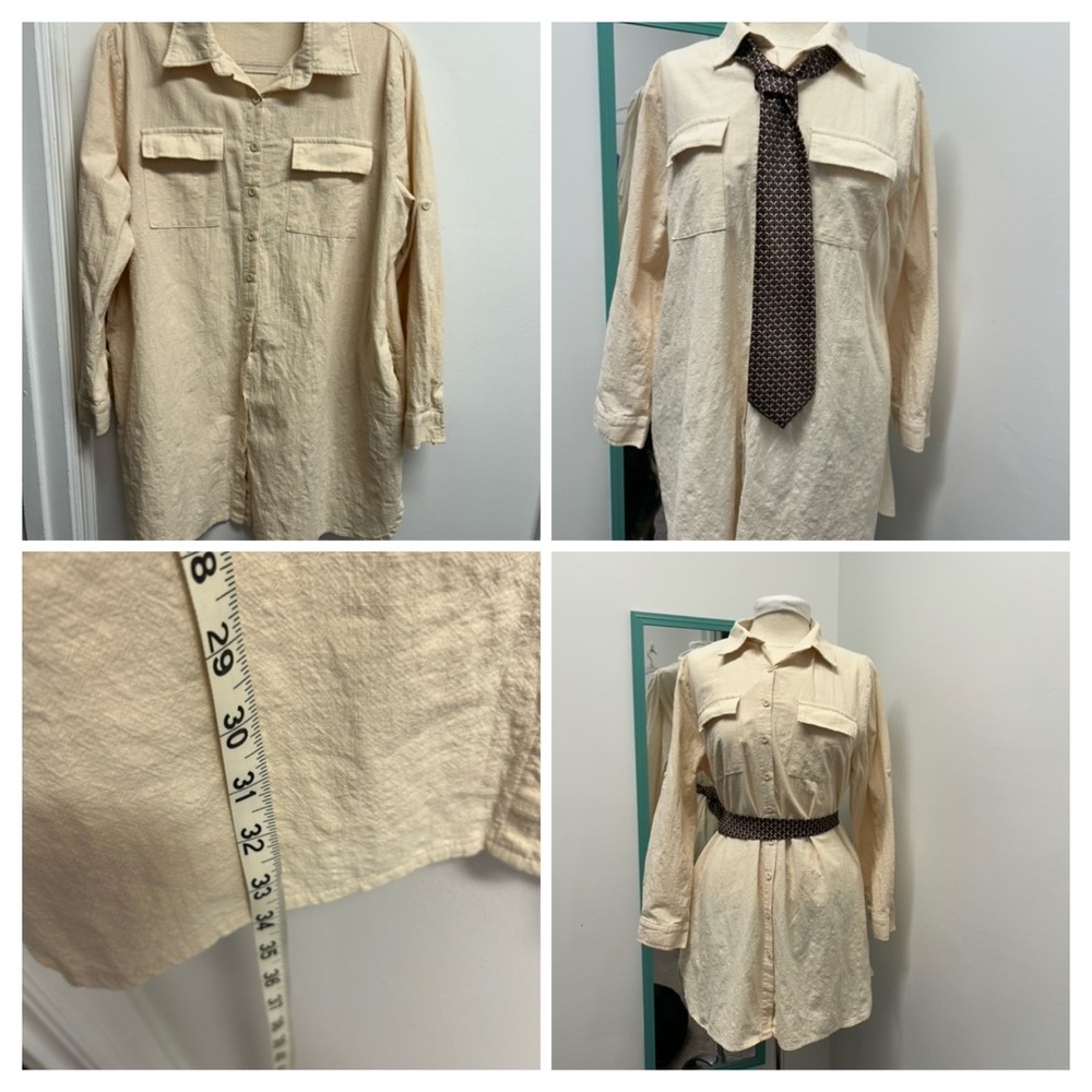 Women’s Cream 100% cotton Shirtdress Tunic